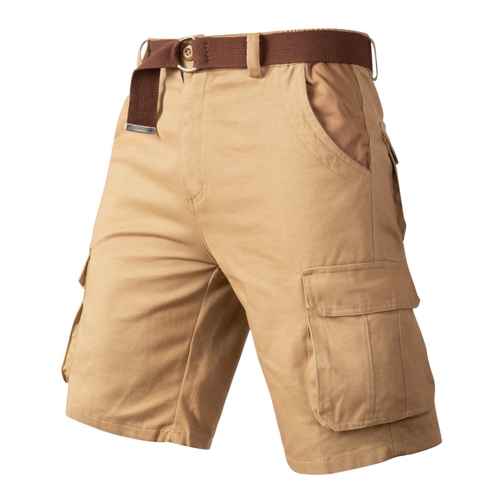 

Мужские летние рабочие шорты, свободные повседневные брюки с пятью точками, мужские летние однотонные повседневные шорты-карго XL хаки