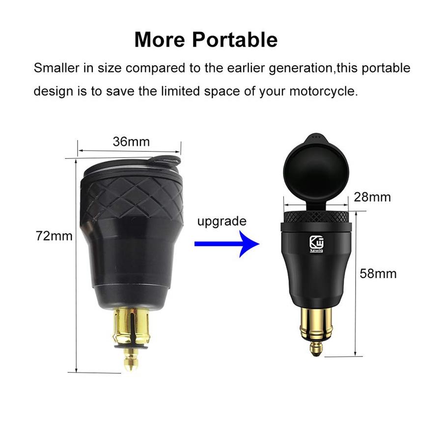 Motorcycle QC3.0 Type C USB Charger Power Adapter for Hella/DIN BMW Plug Sockets
