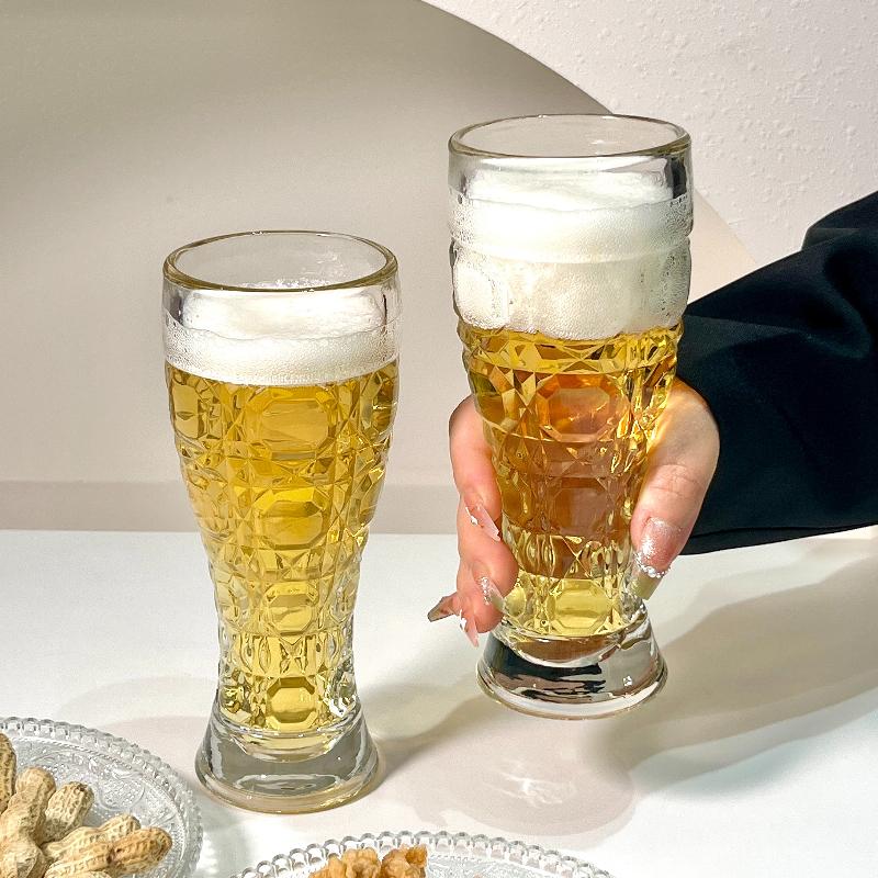 2pcs Sets Beer Glass Unique Design Thickened Craft Beer Glass Party Large Capacity Water Cup Wheat Beer Glass Kitchen Supplies
