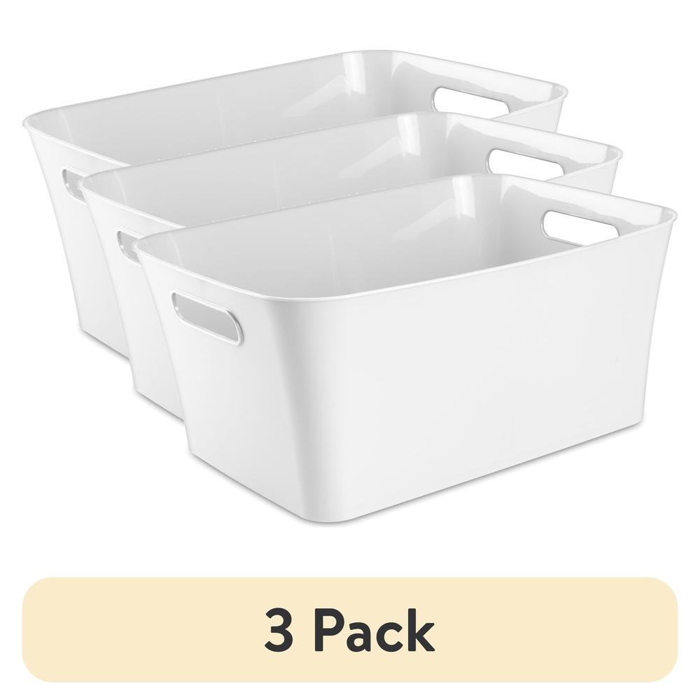 3 Pack Large Storage Bins Plastic Containers with Handles Organizing Closet Kitchen Bathroom Living Space