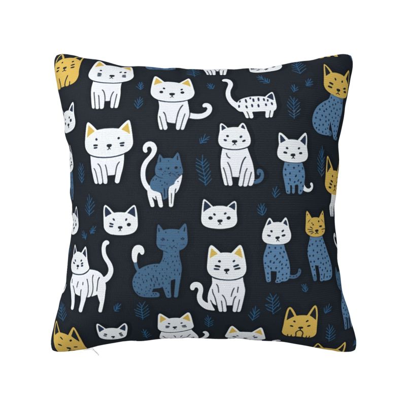 Colorful Cartoon Kitten Cat Throw Pillow Case Home Decorative Luxury Cushions Cover For Sofa Car Square Polyester Pillowcase