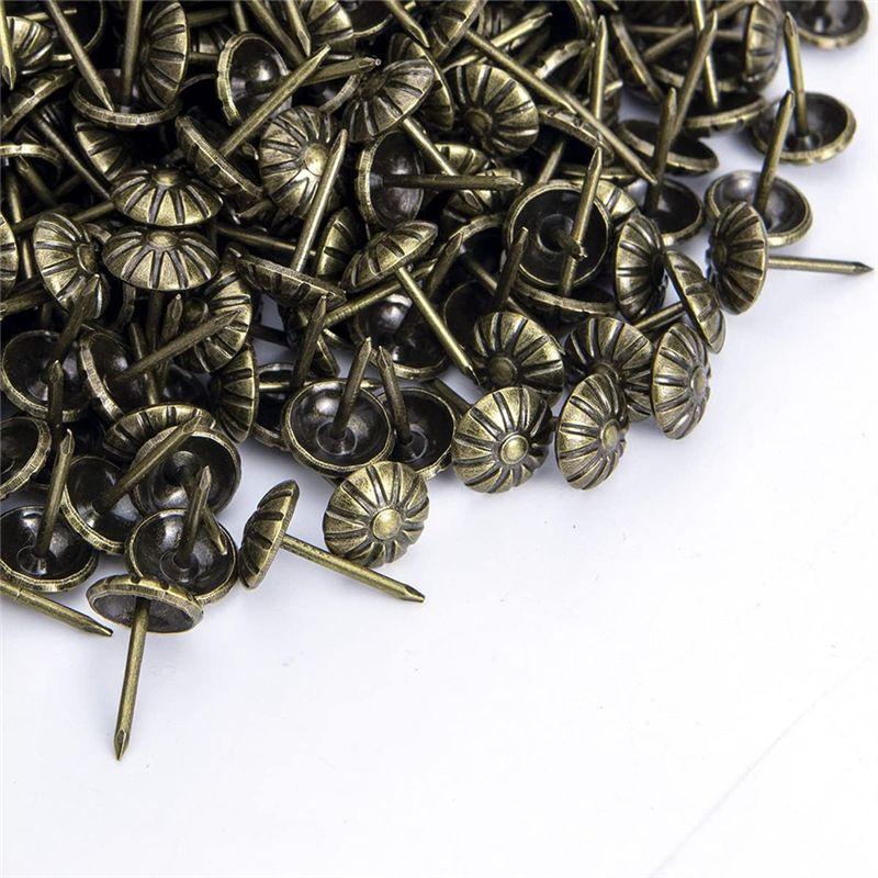 AEE4-Furniture Nails For Interior Decoration Furniture Decorative Nails Daisy Upholstery Nails Antique Brass 300PCS