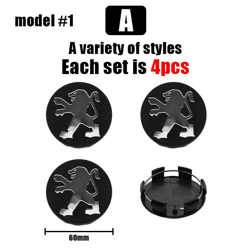 

2026 Hot Car Sticker 4pcs 60mm ABS Car Wheel Center Hub Cover Center Rim Cap For Peugeot 206 306 307 308 406 407 408 508 106 108