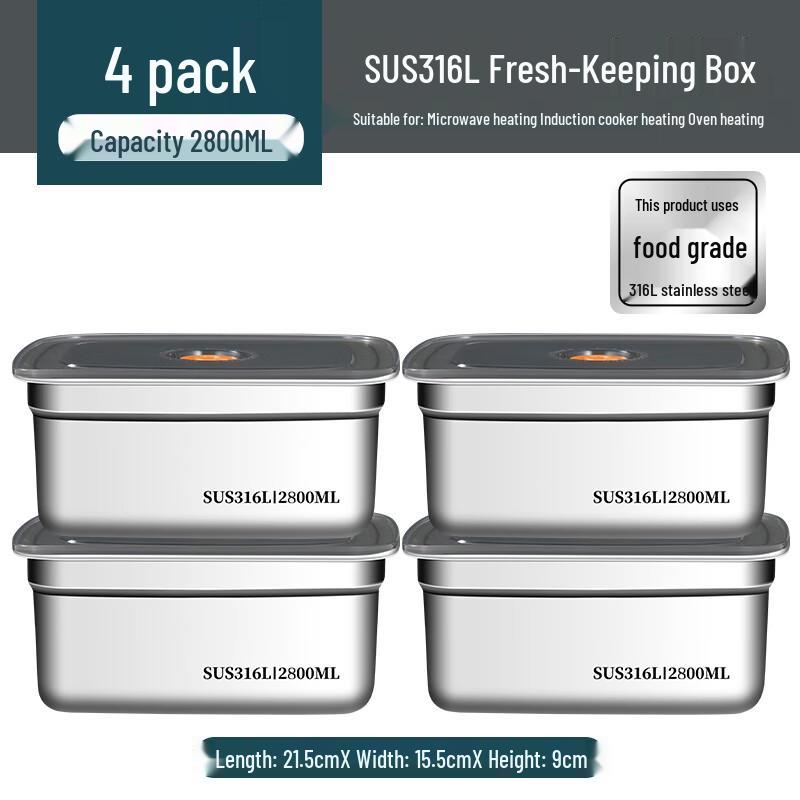 316 Stainless Steel Food Storage Container with Lid