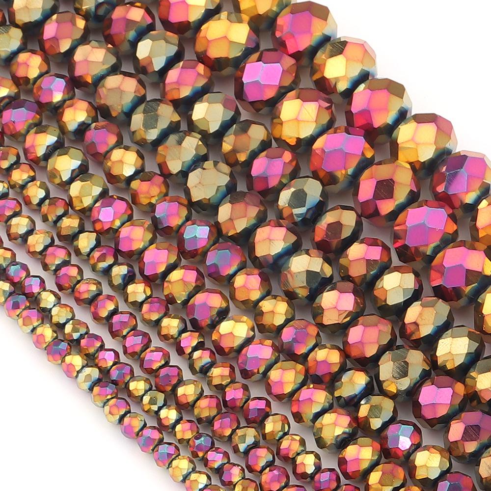 3 4 6 8 10mm Faceted Crystal Beads Red Colorful Glass Loose Spacer Beads For Jewelry Making DIY Bracelet Necklace Accessories