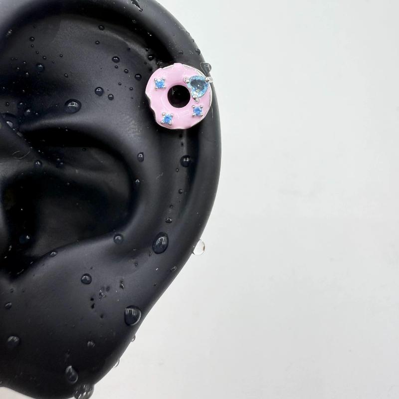 1 Pcs Pink Love Heart Wings Star Pendant Ear Bone Nail 316L Stainless Steel Piercing Earring Punk Jewelry Women Accessories