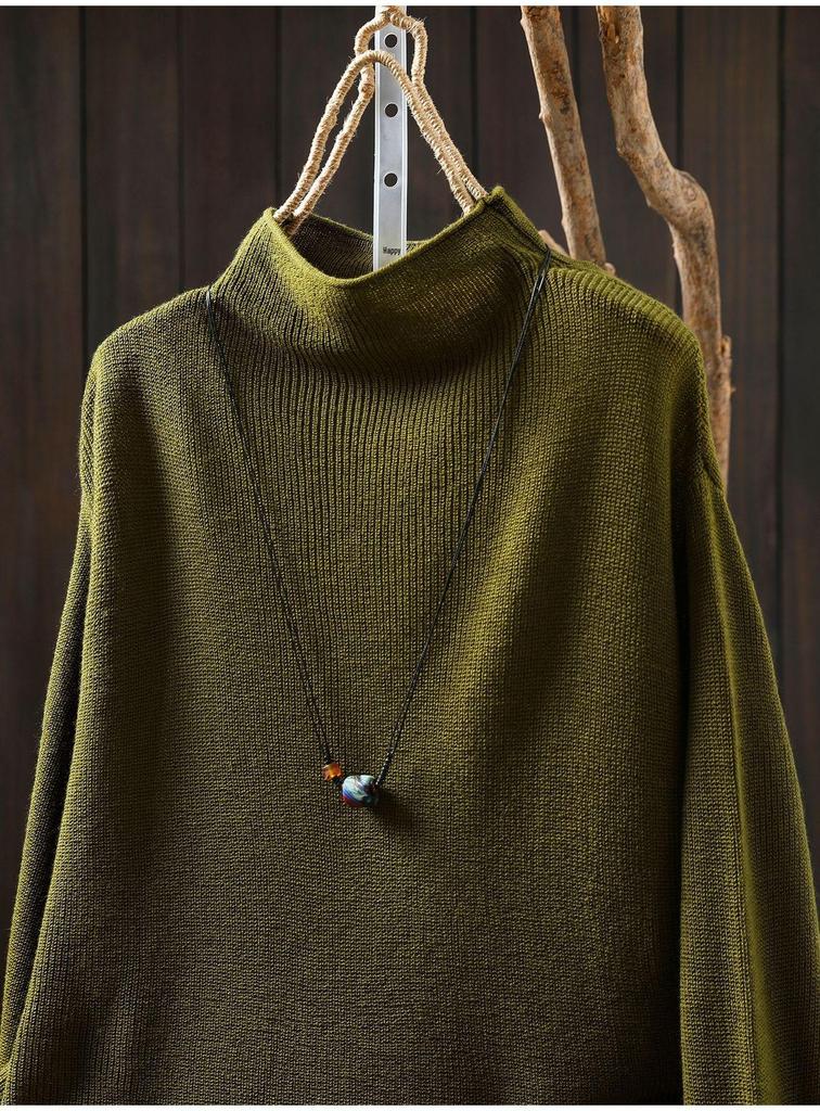 Women's Retro Color Block Striped Knit Sweater, Autumn 2025: Half High Neck, Long Sleeve Wool Pullover