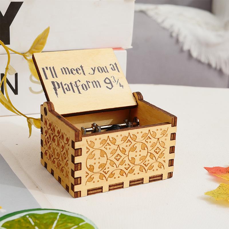 Hogwarts Hand-Cranked Retro Carved Wooden Music Box