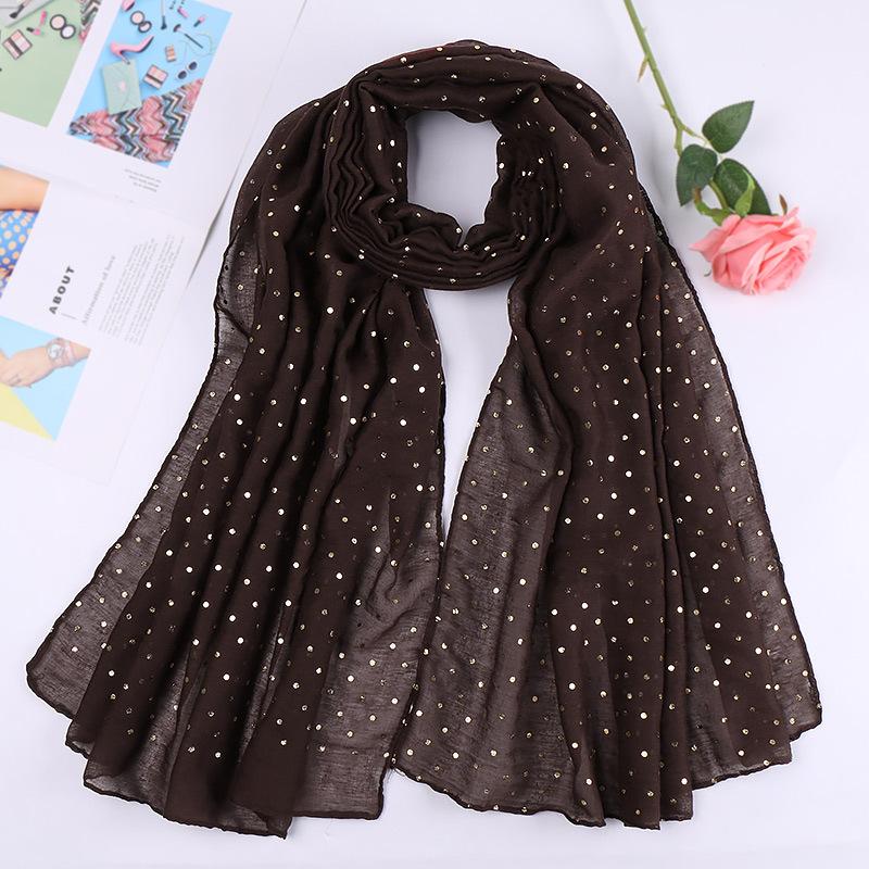 Women Plain Lurex Glitter Loop Dot Viscose Scarf Ladies Shimmer Shawls and Wraps Pashmina Stole Muslim Hijab Sjaal 180*70Cm