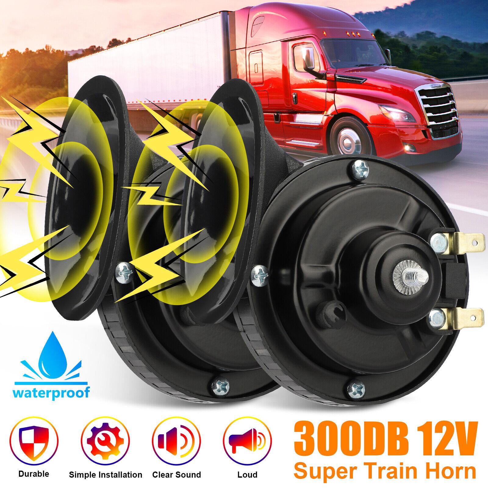 

2Pcs 300DB Super Loud Train Horns 12V Waterproof Air Horns Kit Replacement Kit for Car Motorcycle Track Bike Boat чорний