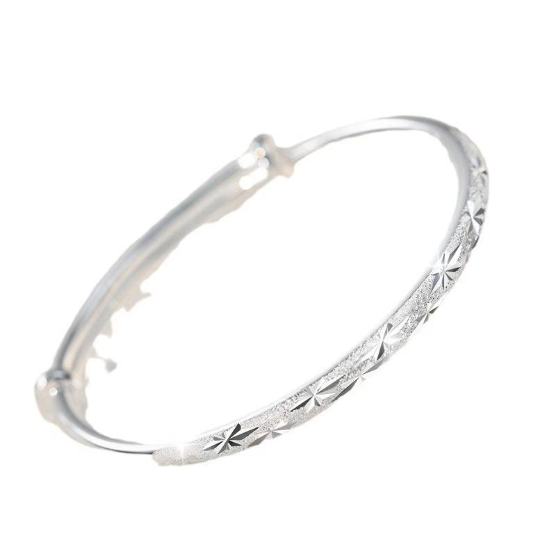 Baby's Breath Silver Plated Adjustable Bangle - Perfect Gift for Girlfriend on Valentine's Day or Birthday