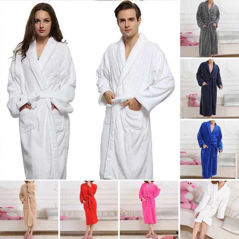 Luxurious Coral Fleece Warm Bathrobe For Men And Women Flannel Winter Kimono