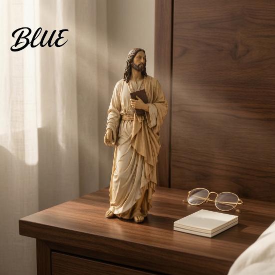 Small Religious Figurines for Shelves Jesus Reading Book Resin Figurine Statue Bookshelf Mantel Prayer Inspirational Study Room Decor Nook