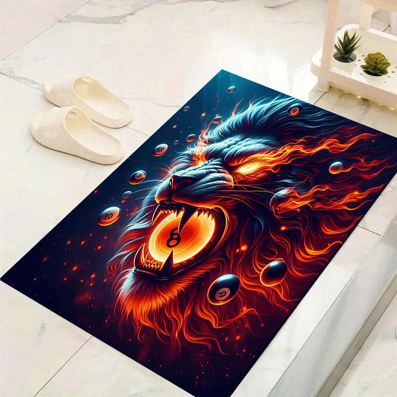 

1 шт. Ковер для помещений с дизайном Пылающий Лев - Мягкий, Противоскользящий и Прочный Декор для Игровой Комнаты и Спальни 60cm by 90cm