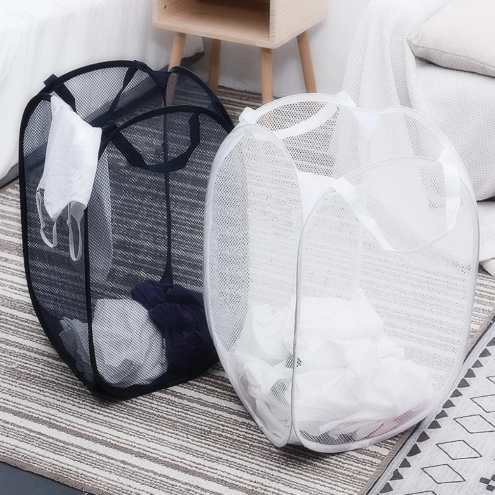 1PC Foldable Mesh Laundry Basket Toy Organizer Bag Collapsible Clothes Baskets for Dorm, Bathroom & Travel 2025new