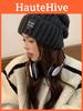 Style Hat Knitted With Letter Decor And Big Head Circumference For Casual Wear