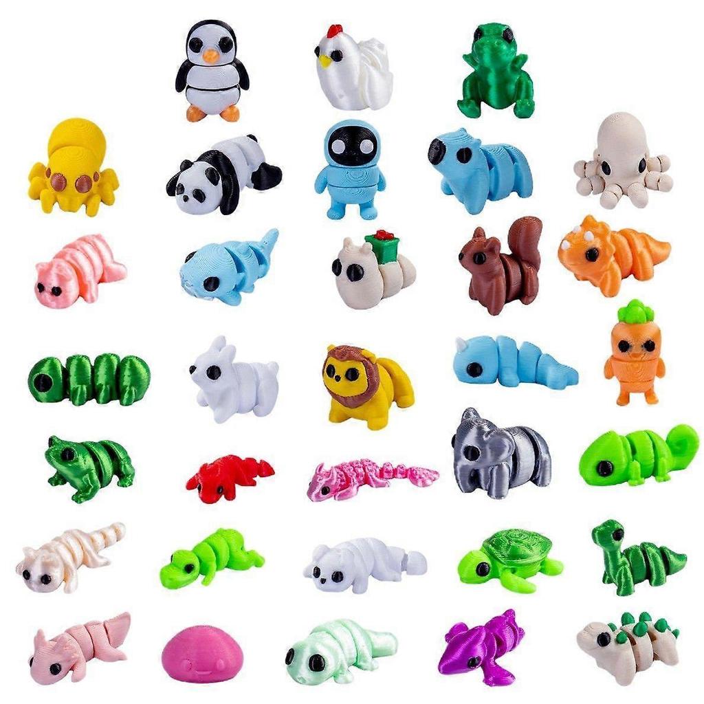 50Pcs Mini 3D Printed Animals for Kids Little 3D Printed Figurines for Party Favors Gifts Exchange Flexible Articulated Fidget Toys for Classroom Priz