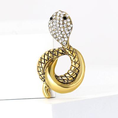 Vintage Alloy Rhinestone Snake Styling Brooch Punk Hip Hop Men'S And Women'S Suit Cardigan Corsage Accessories Pin
