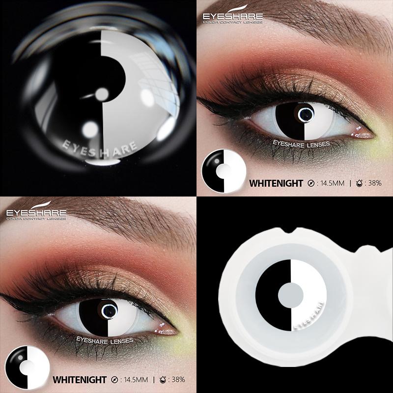 1 Pair Color Contact Lenses for Eyes Cosplay White Lenses Anime Accessories Lenses Black Contacts Lenses for Halloween