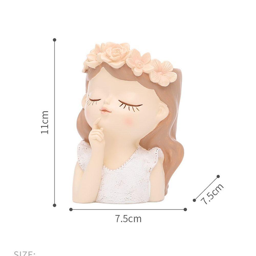 Resin Girl Decorative Planters Drainage Hole Succulent Cactus Planter Pot Office Decoration