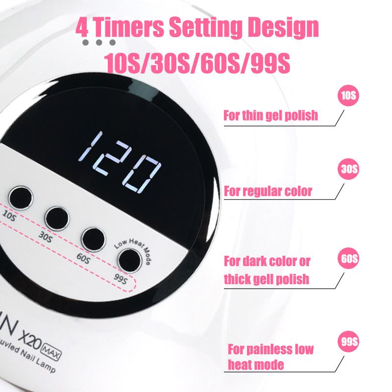330W SUN X20 MAX UV LED Nail Lamp for Manicure Gel Polish Drying Machine with Large LCD Touch Professional Smart Nail Dryer Tool