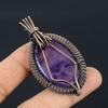 Amethyst Pendant Gemstone Jewelry, 999 Copper Wire Wrapped Pendant, Gift For Women Handmade Pendant