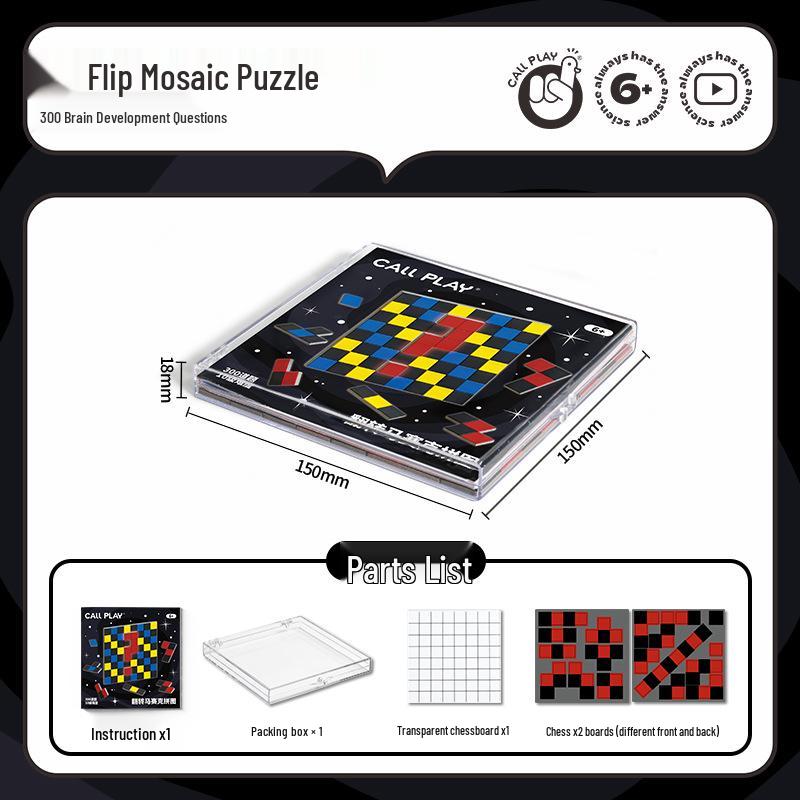 Keda Ya Mosaic Flip Puzzle: Educational Toy for Kids - Dual-Sided Brain Development Game for Parent-Child Interaction