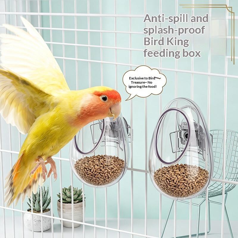 1PcsWall Hanging Bird Food Cup Anti Splashing Transparent Bird Feeding Bowl Detachable Plastic Parrot Feeder Drinker