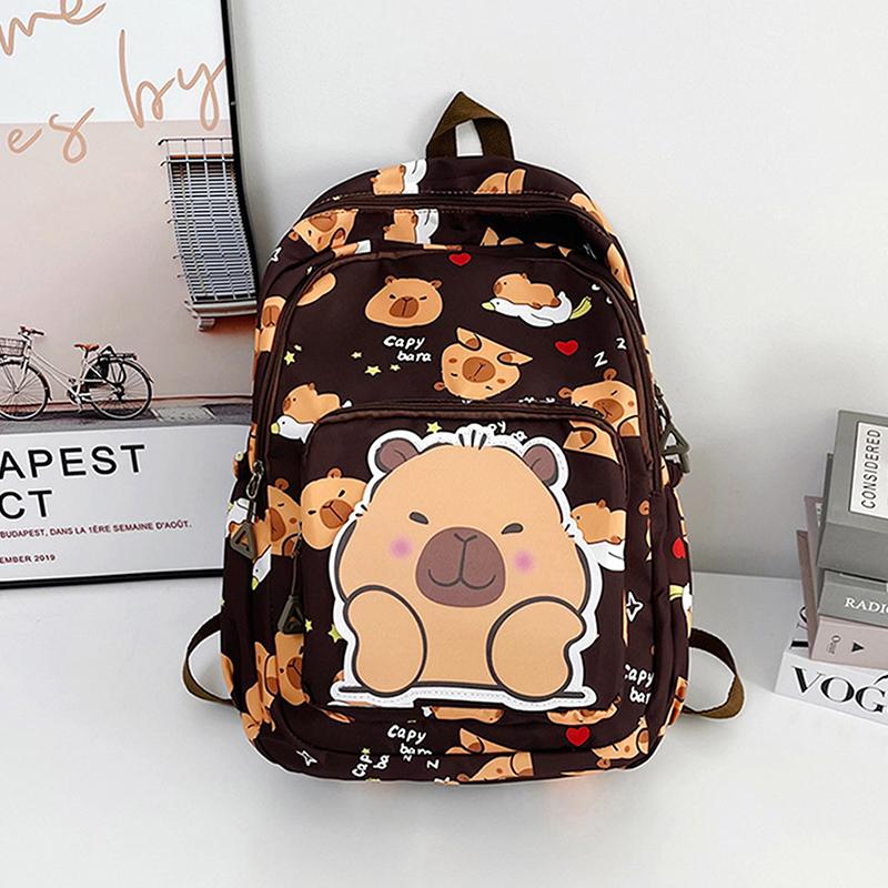 Cartoon Capybara Print Backpack Funny Large Capacity Capybara School Bag Student Laptop Bag Cute Lightweight Backpack Gifts