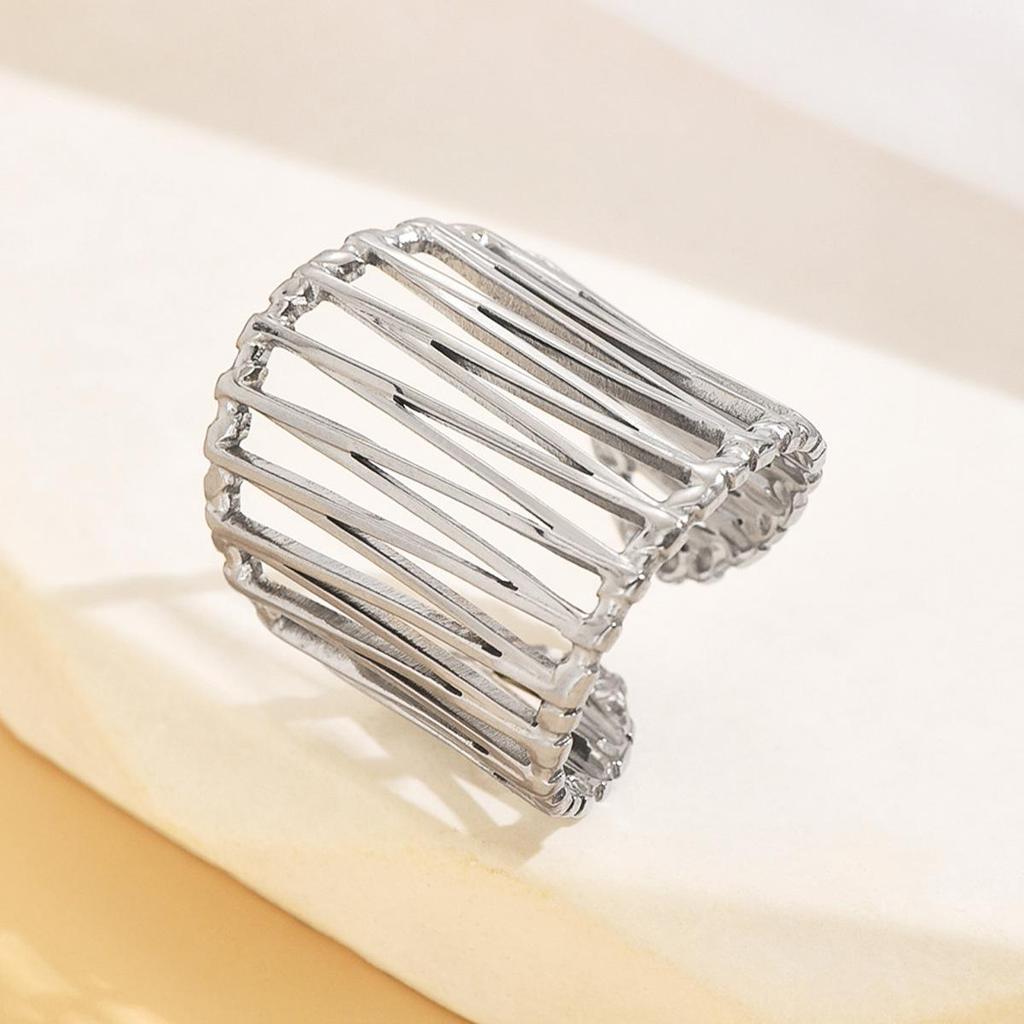 Ins Style Irregular Geometric Stainless Steel Colorfast Open Ring