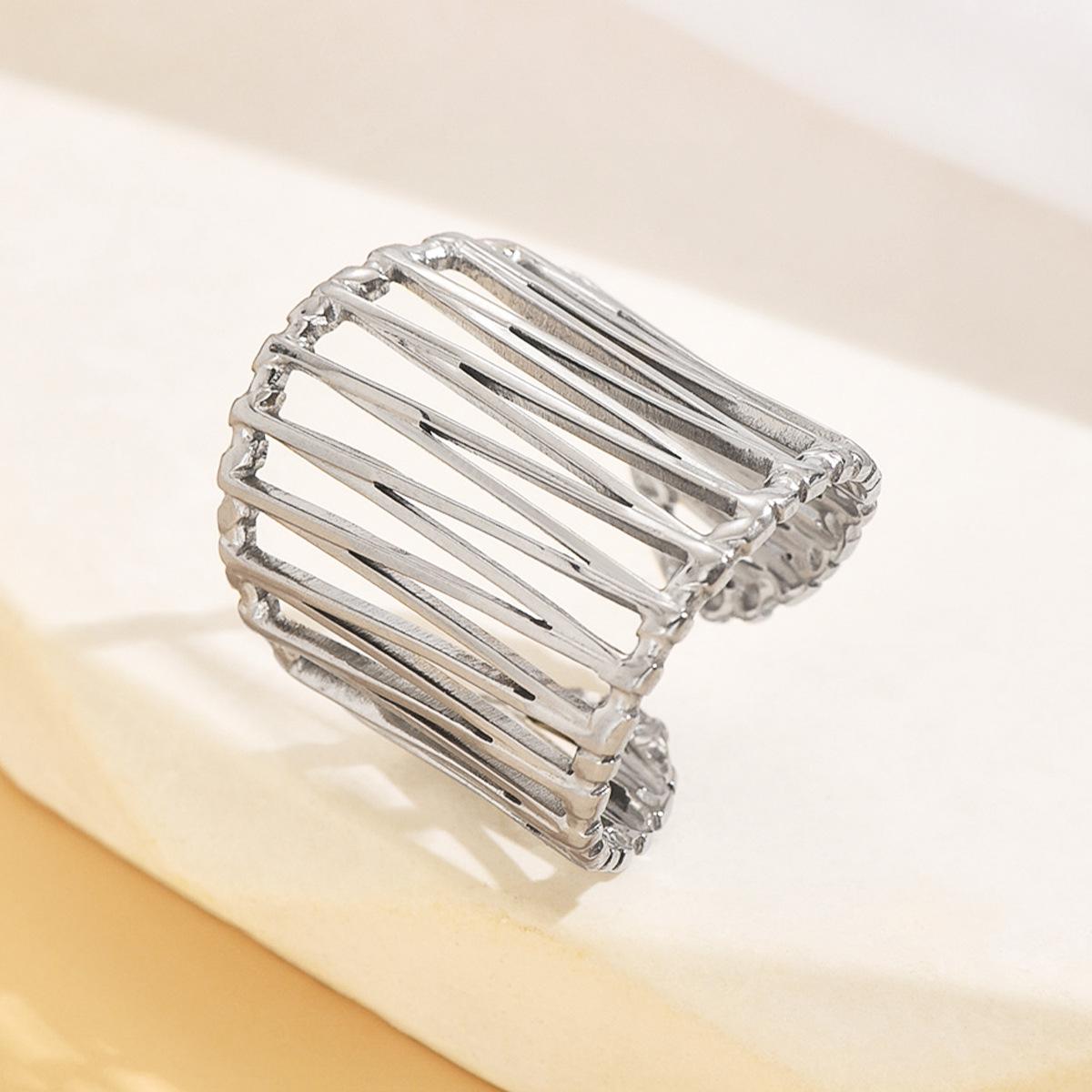 Ins Style Irregular Geometric Stainless Steel Colorfast Open Ring