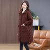 Women's Retro Argyle Cotton Mid-Length Winter Coat - Loose Casual Lapel Jacket