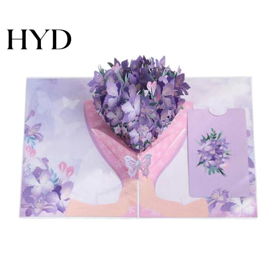 Handmade Greeting Card Foldable 3D with Envelope Decorative Artistic Birthday Gift Fly-out Holiday Blessings Message Space