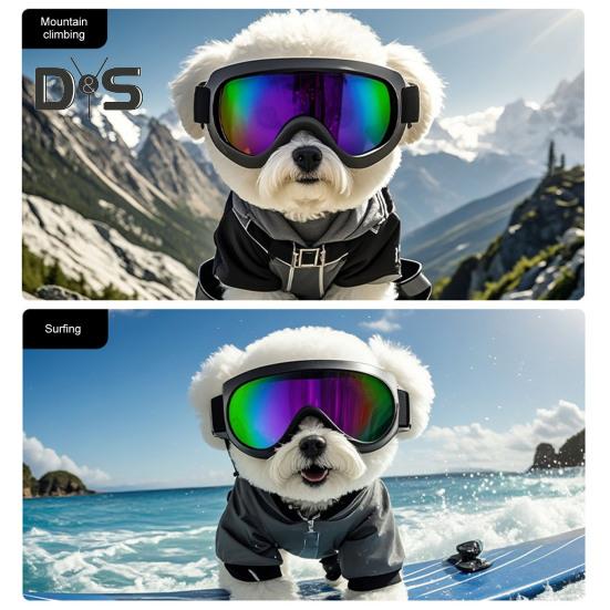 Ochelari de protecție pentru câini, ochelari de soare anti-vânt, praf, ceață, protecție UV, ochelari de soare pentru animale de companie, cu curea reglabilă, pentru schi, călătorii cu animale de companie