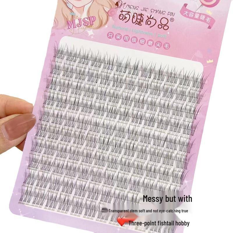 Exclusive Transparent Stem Fishtail Natural Single-Cluster False Eyelashes for Beginners