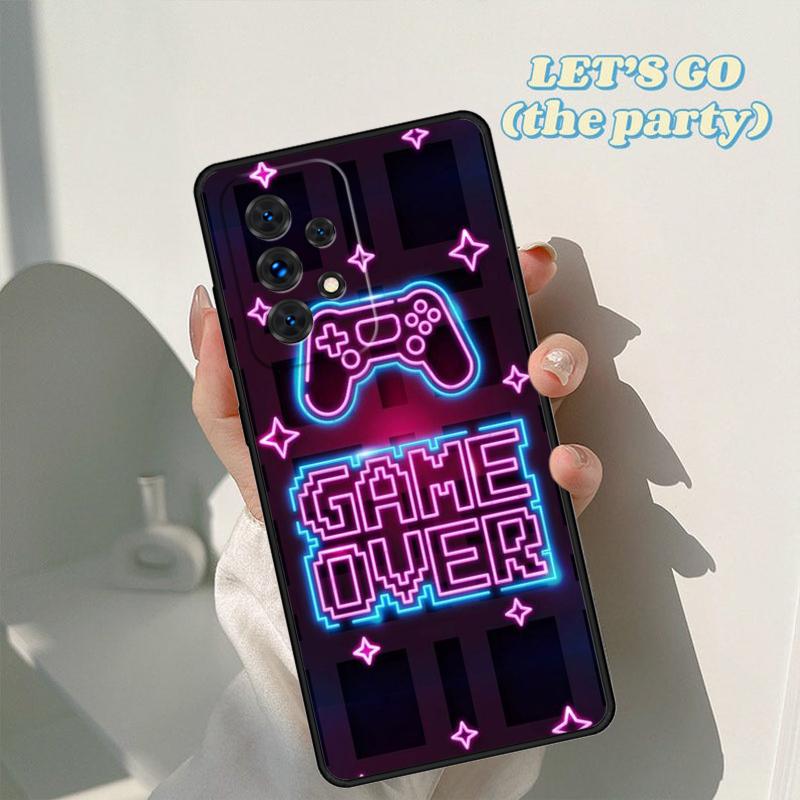 Neon Game Over Pixel phone case For Samsung Galaxy A42 A31 A40 A51 A71 A32 A80 A91 A52 A72 A73 A20e A21S A50 A70 A11 A12 Cover
