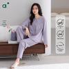 Pijama de damă cu mânecă lungă din bumbac Xinjiang ultra-moale - Stil mov de primăvară/toamnă