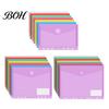 Multi-color Transparent File Bags Plastic Folder with Label Pocket, Hook And Loop Closure Clear Curved Flip Cover Poly Envelope Document Folder,
