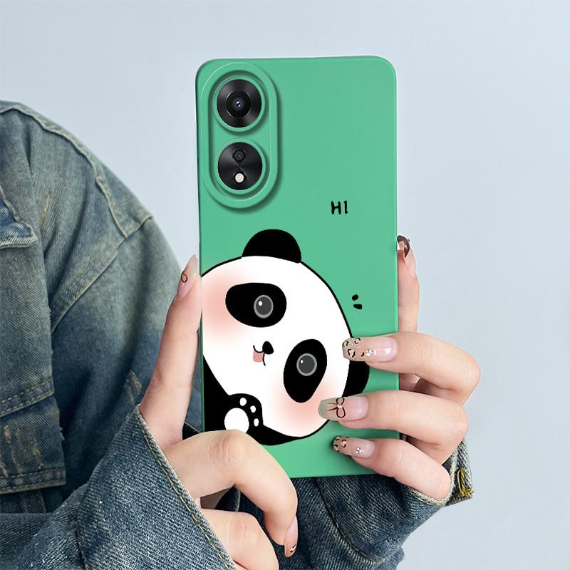 For OPPO A78 4G Phone Case CPH2565 Cover Soft Silicone Cute Panda Flower Boys Girls Painted Shell Funda Protective Casing Coque