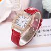 Stylish Square Red Rhinestone Ladies' Quartz Watch - High-Quality Fashion Trend Timepiece