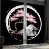 2pcs Classic Japanese Style Polyester Bedroom Curtains   Mount Fuji & Sakura Cherry Blossom Print with Wave Design   Elegant Home