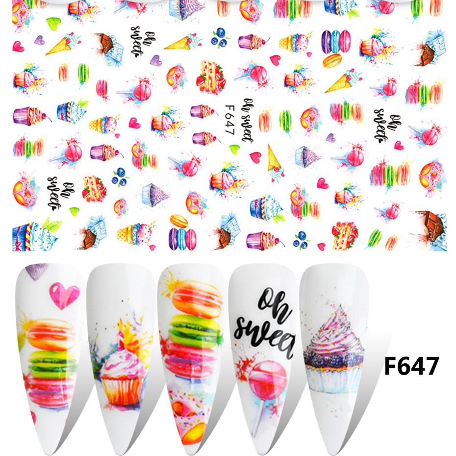 1pcs Summer Sticker Nail Art Decorations Leaves Flower 3D Adhesive Stickers Woman Face Fruit Foil Manicure Wrap