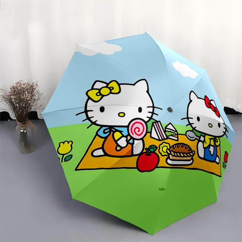 1pc Hello Kitty Picnic with Automatic Opening Umbrella - Portable Folding Design, 8-Rib Iron Frame, Outdoor, Ideal Gift for Fans, Travelers, Daily Use