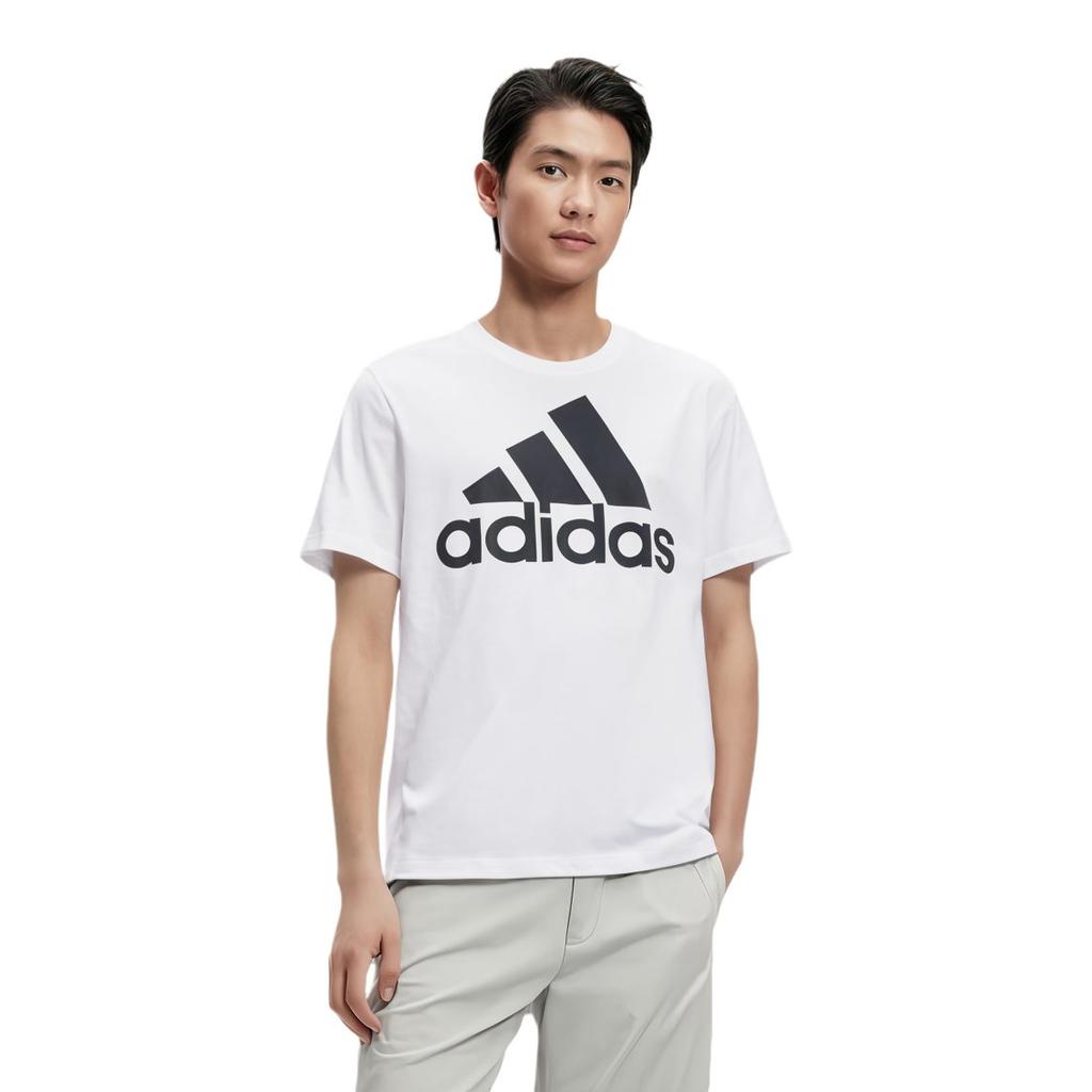 Adidas T Shirts Men's White Crew Neck Moderate Straight Fit CD4863