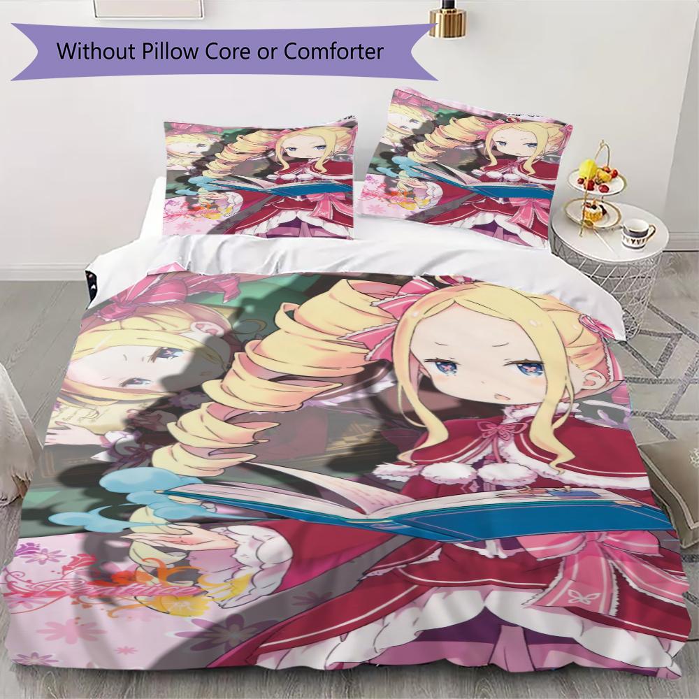 

ReZero Pattern Bedding uilt Set uilt Cover Pillowcase Home Decoration Birthday Gift (1 * duvet cover + 2 * pillowcase without core) 135x200cm