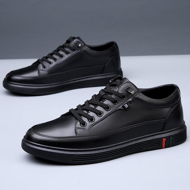 Spring Autumn Genuine Leather Shoes Men Footwear Soft Leather Mens Casual Shoes Flat Brand Male Footwear Black Brown A4906