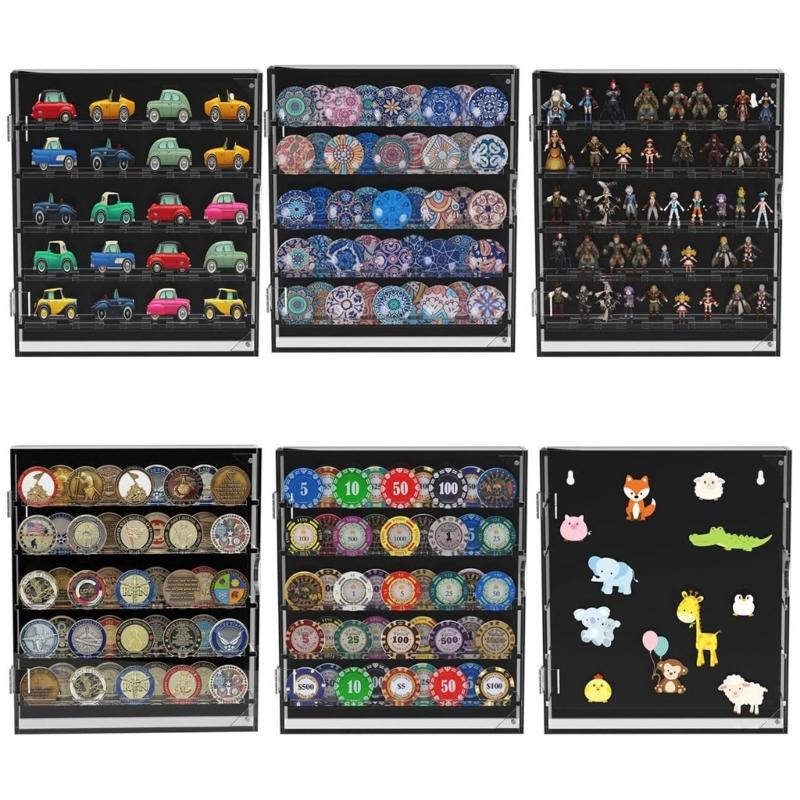 Clear Acrylic Round Coin Holder Desktop Storage Case Sturdy Display Box Craft Supplies for Collectors and Jewelers