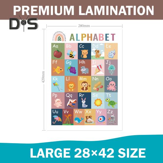 16Pcs/Set Educational Poster Alphabet Number Animal Color Weather Learning Nursery Preschool Kindergarten Early Education Wall Hanging Decoration