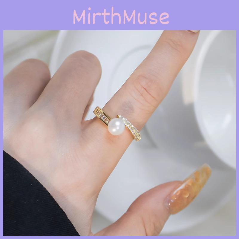 And Sophisticated Eyecatching Pearl Zircon Open Ring Perfect For Any Occasion