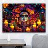 1 Vibrant Sugar Skull Backdrop Banner – Extra Large Day of the Dead Themed Party Decoration